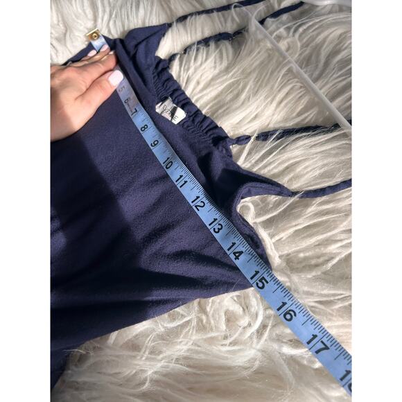 Evereve Sleeveless Maxi Dress Spaghetti Straps Garden Party Navy Blue Size Large - Picture 11 of 11